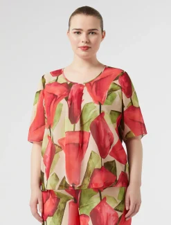 Bedrucktes Oberteil aus Georgette