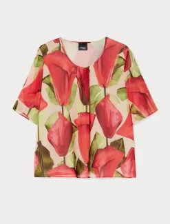 Bedrucktes Oberteil aus Georgette