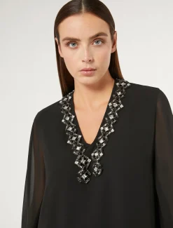Bluse aus Crêpe-Georgette