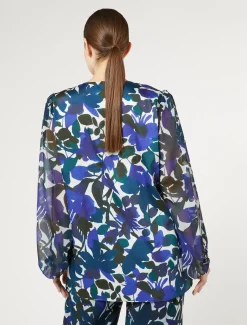 Bluse aus Twill und Georgette