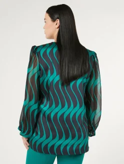 Bluse aus Twill und Georgette