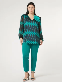 Bluse aus Twill und Georgette