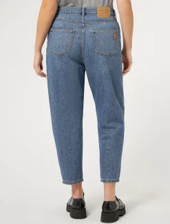 Boyfriend-Jeans aus besticktem Denim