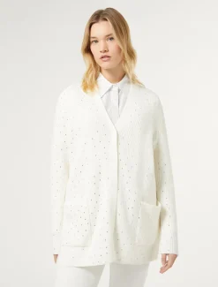Cardigan aus Wollmischung mit Strass