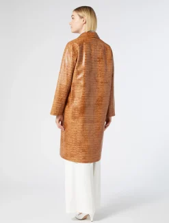 Dustermantel aus Nappaleder mit Kokos-Print