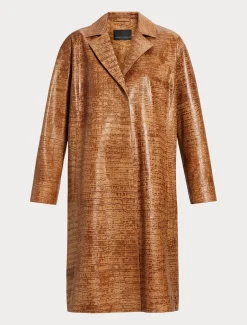 Dustermantel aus Nappaleder mit Kokos-Print