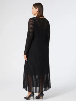 Geripptes Maxikleid aus Viskose