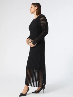 Geripptes Maxikleid aus Viskose