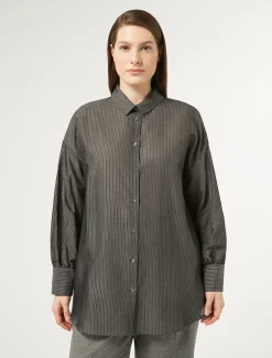 Hemdbluse aus Baumwollcanvas und Seide