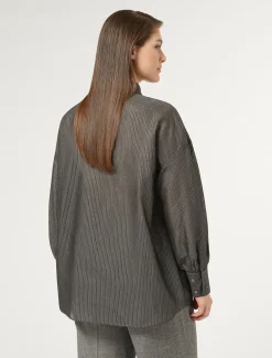 Hemdbluse aus Baumwollcanvas und Seide