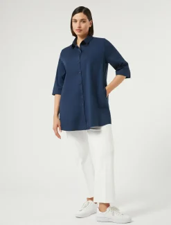 Hemdbluse aus Baumwollmix-Popeline