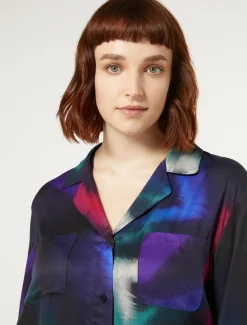 Hemdbluse aus bedrucktem Twill