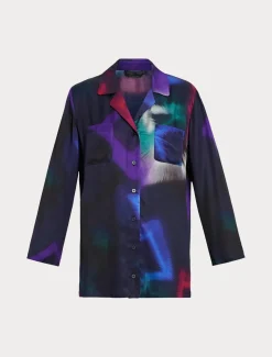 Hemdbluse aus bedrucktem Twill