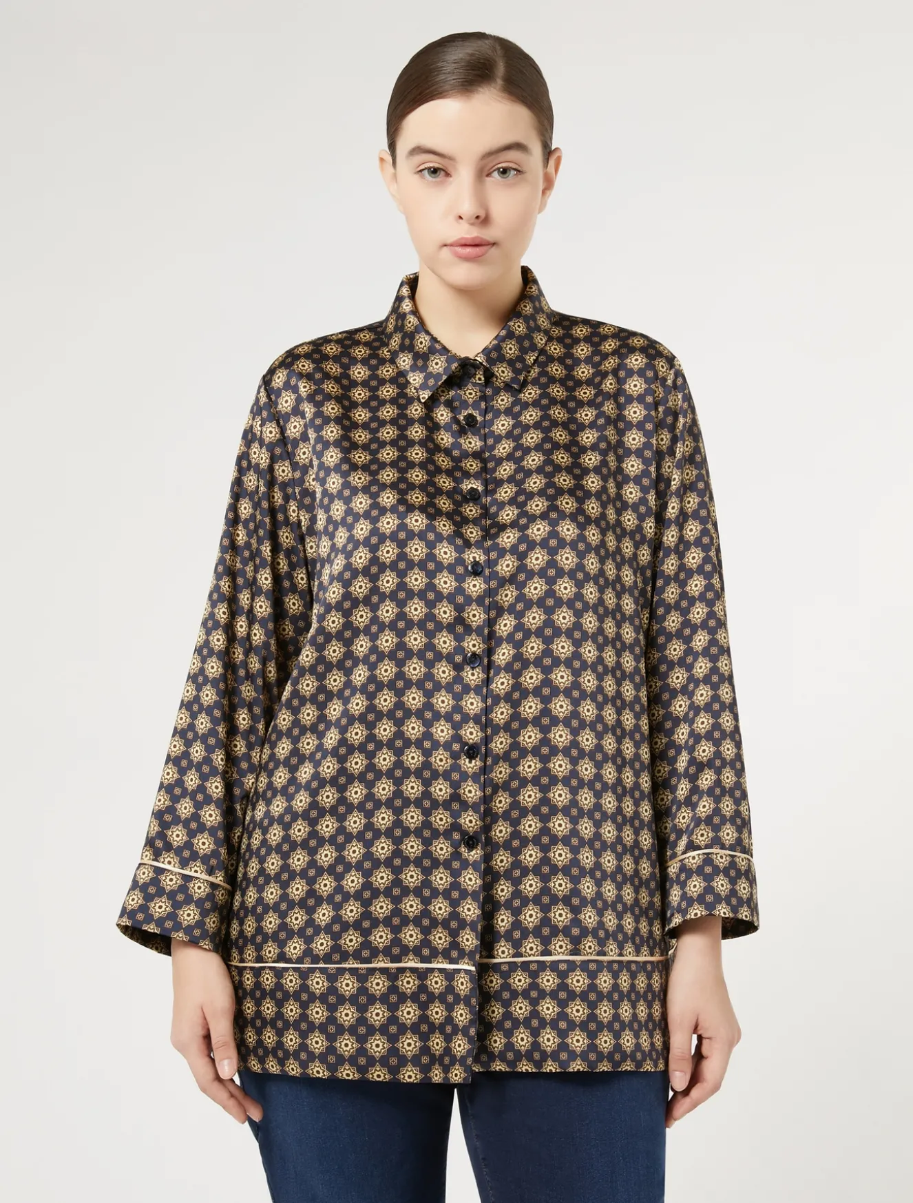 Hemdbluse aus bedrucktem Twill