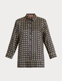 Hemdbluse aus bedrucktem Twill