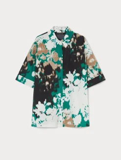 Hemdbluse aus bedruckter Popeline