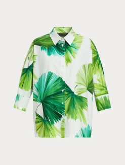 Hemdbluse aus bedruckter Popeline