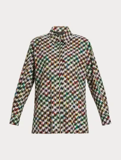 Hemdbluse aus bedruckter Popeline