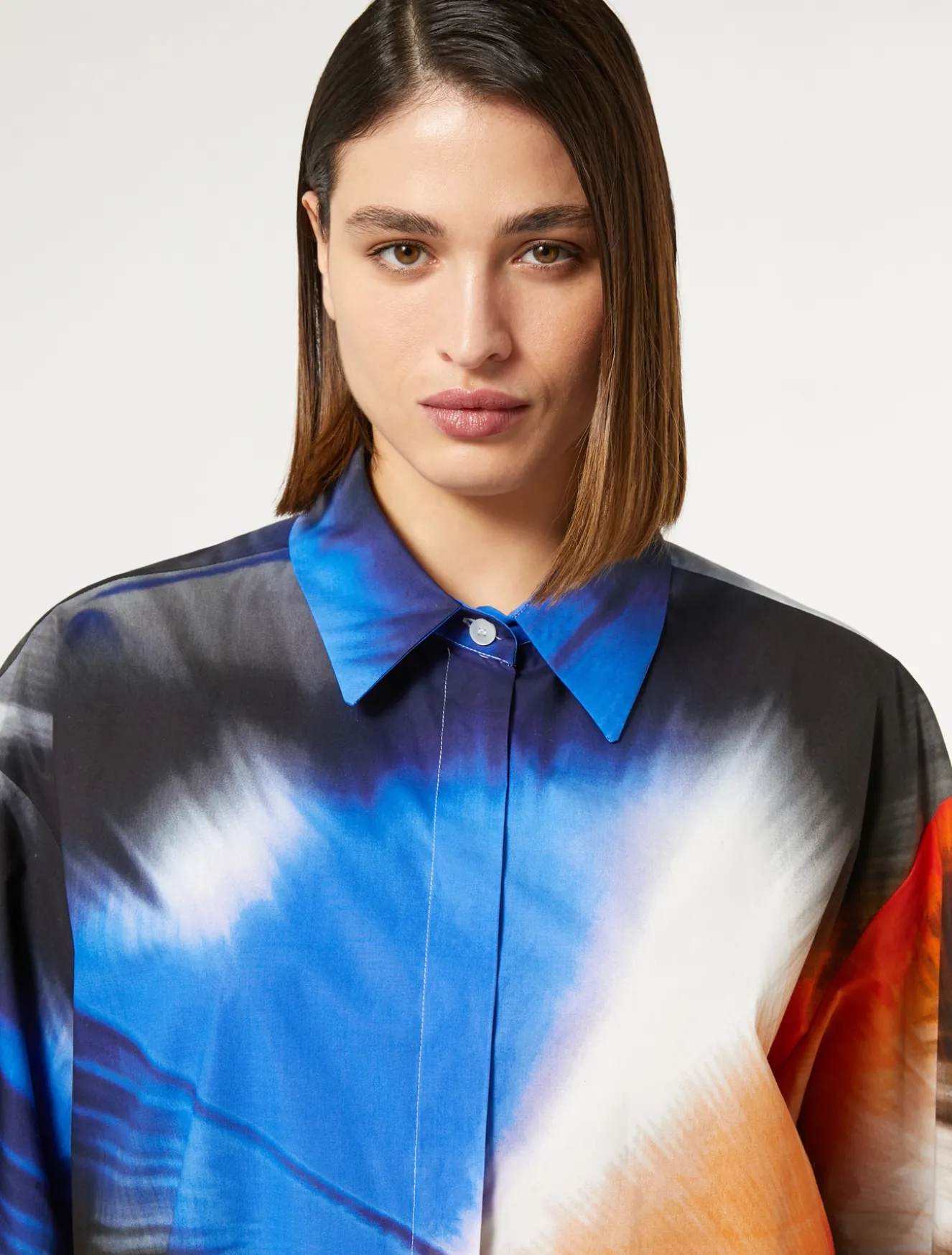 Hemdbluse aus bedruckter Popeline