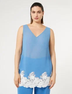 Hemdbluse aus Georgette und Spitze mit Top