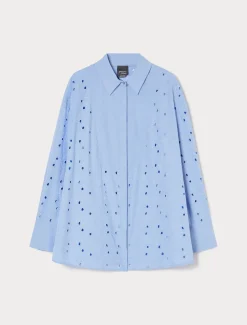 Hemdbluse aus Popeline mit Stickerei