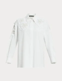 Hemdbluse aus Popeline mit Pailletten