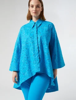 Hemdbluse aus Popeline mit Lochstickerei