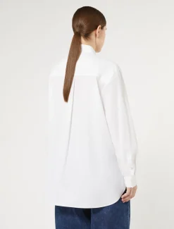 Hemdbluse aus Popeline mit Stickerei