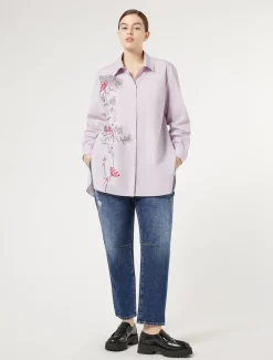 Hemdbluse aus Popeline mit Stickerei