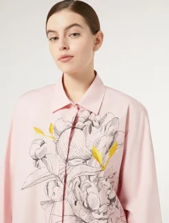 Hemdbluse aus Popeline mit Stickerei