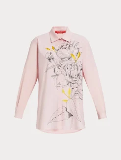 Hemdbluse aus Popeline mit Stickerei