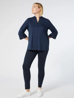 Hemdbluse aus Stretch-Popeline