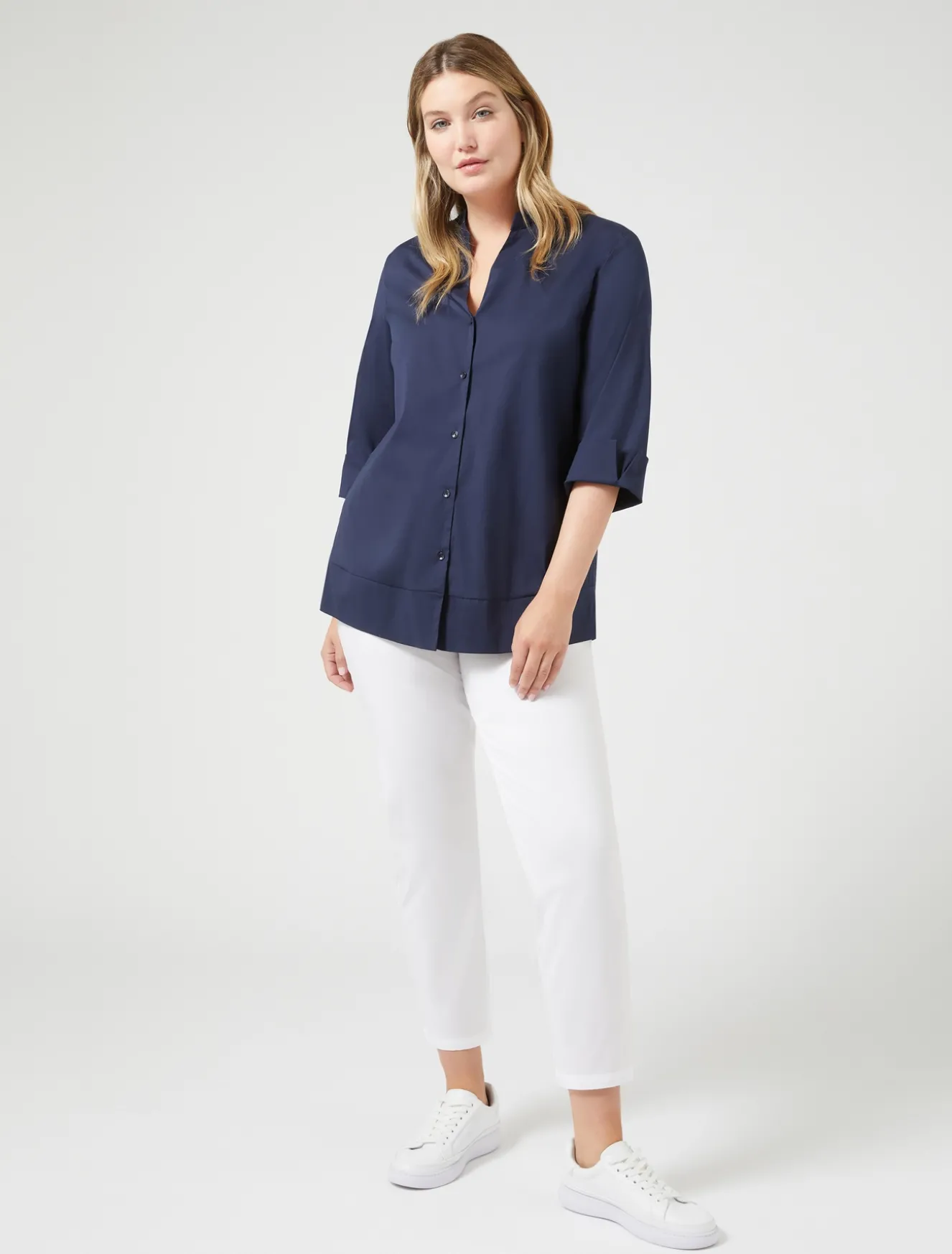 Hemdbluse aus Stretch-Popeline