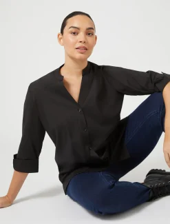 Hemdbluse aus Stretch-Popeline