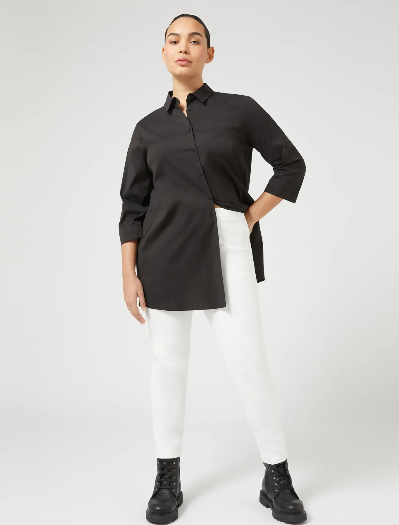 Hemdbluse aus Stretch-Popeline