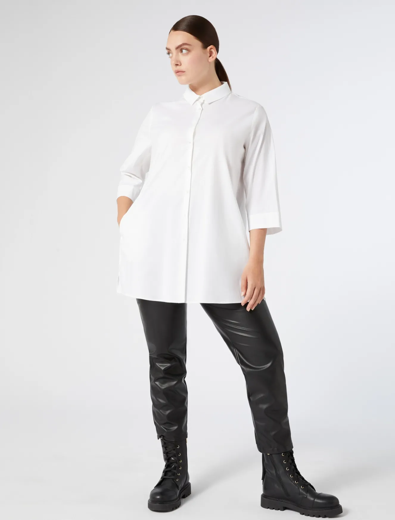 Hemdbluse aus Stretch-Popeline