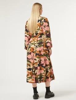 Hemdblusenkleid aus bedrucktem Cady