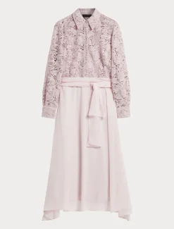 Hemdblusenkleid aus Spitze und Seide