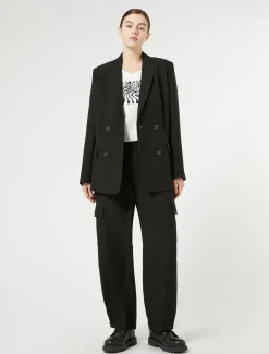 Hose aus Crêpe-Envers-Satin