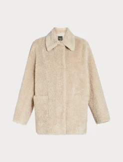 Jacke aus Gewebe in Lammfell-Optik