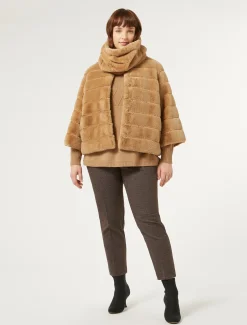 Jacke aus Stoff in Felloptik und Nylon-Canvas