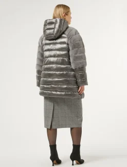 Jacke aus Stoff in Felloptik und Nylon-Canvas