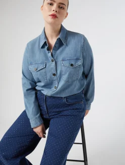 Jeans aus Denim mit Strass