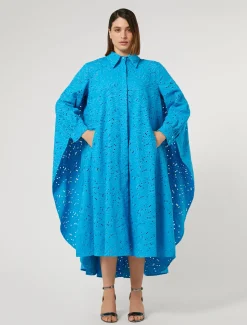 Kleid aus Popeline mit Lochstickerei