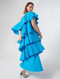 Kleid aus Popeline mit Rüschen