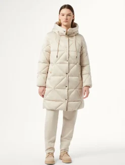 Lange Daunenjacke aus wasserabweisendem Satin