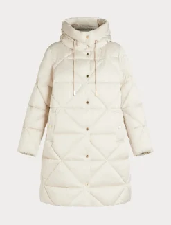 Lange Daunenjacke aus wasserabweisendem Satin