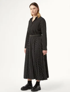 Langer Rock aus plissiertem Tüll-Jersey