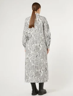 Langes Kleid aus bedruckter Popeline