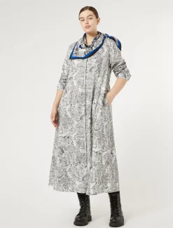 Langes Kleid aus bedruckter Popeline